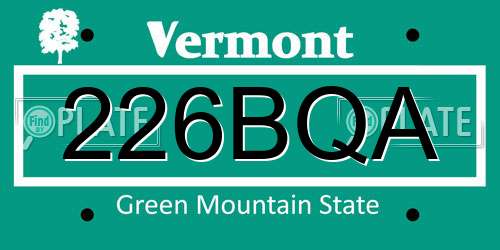 226BQA Vermont License Plate