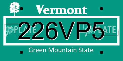 226VP5 Vermont License Plate