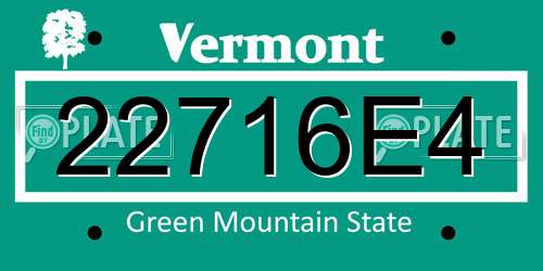22716E4 Vermont License Plate