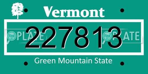 227813 Vermont License Plate
