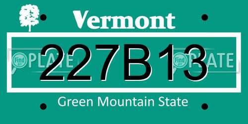 227B13 Vermont License Plate