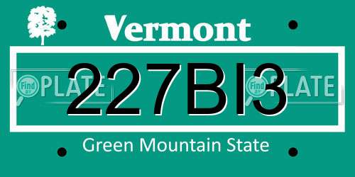 227BI3 Vermont License Plate