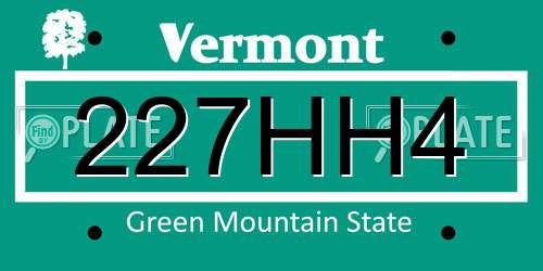 227HH4 Vermont License Plate