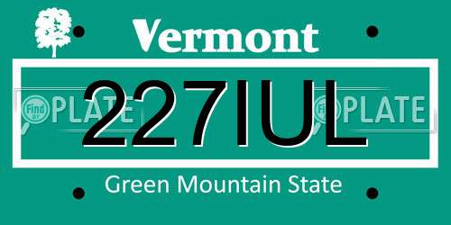 227IUL Vermont License Plate