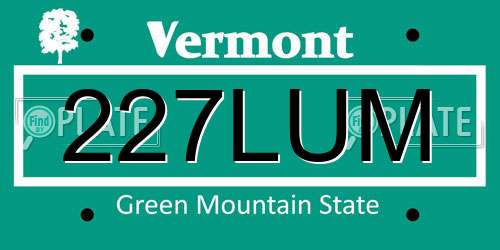 227LUM Vermont License Plate