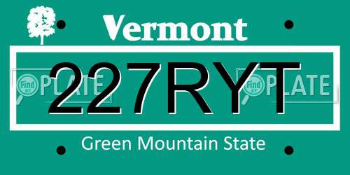227RYT Vermont License Plate