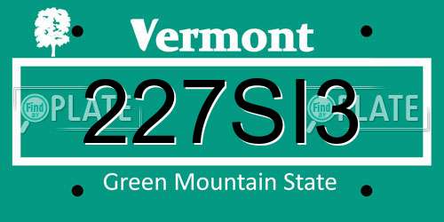 227SI3 Vermont License Plate