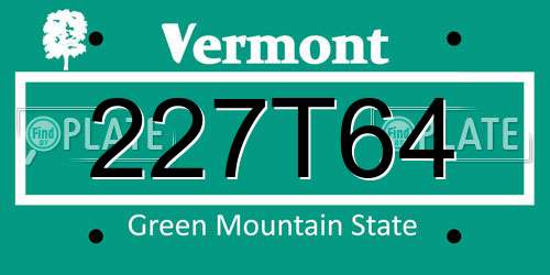 227T64 Vermont License Plate