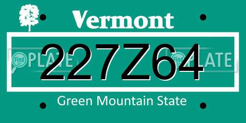227Z64 Vermont License Plate