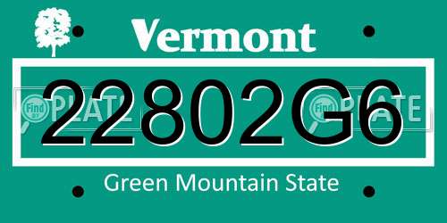 22802G6 Vermont License Plate