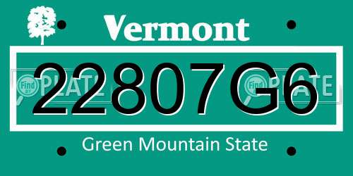 22807G6 Vermont License Plate