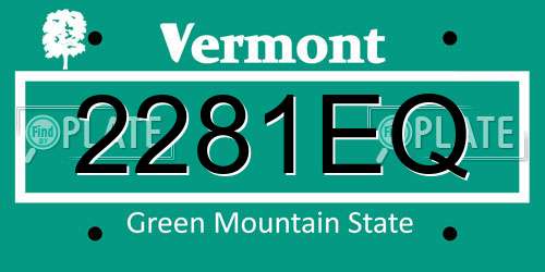 2281EQ Vermont License Plate