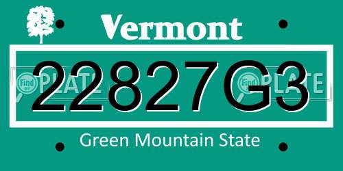 22827G3 Vermont License Plate