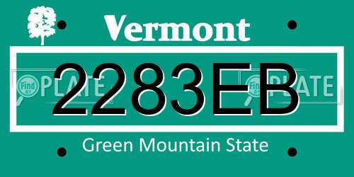 2283EB Vermont License Plate