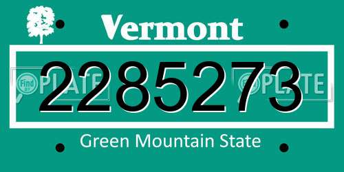 2285273 Vermont License Plate