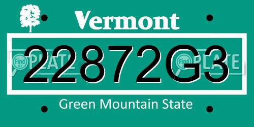 22872G3 Vermont License Plate