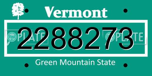 2288273 Vermont License Plate