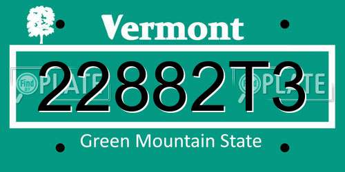 22882T3 Vermont License Plate