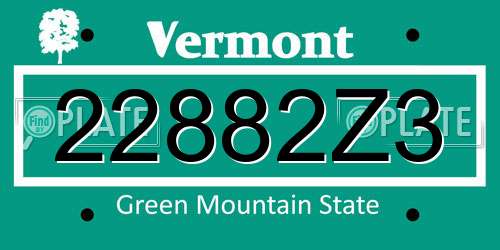 22882Z3 Vermont License Plate
