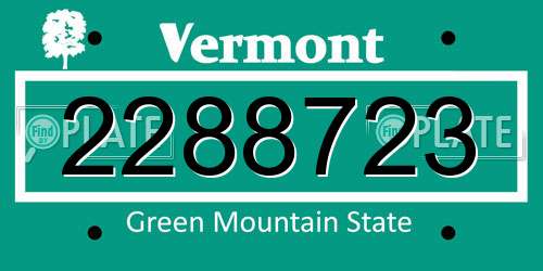 2288723 Vermont License Plate