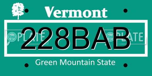 228BAB Vermont License Plate