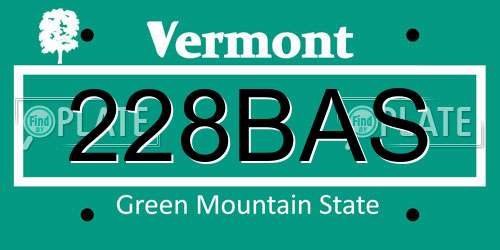 228BAS Vermont License Plate
