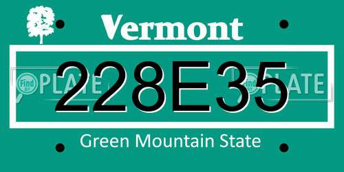 228E35 Vermont License Plate