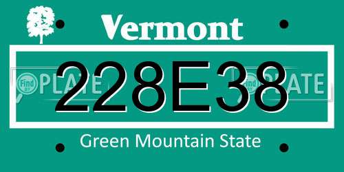 228E38 Vermont License Plate