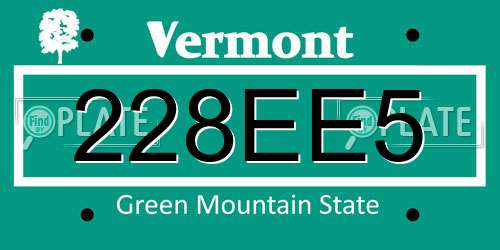 228EE5 Vermont License Plate