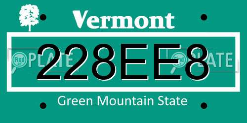 228EE8 Vermont License Plate