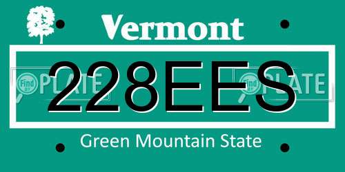 228EES Vermont License Plate