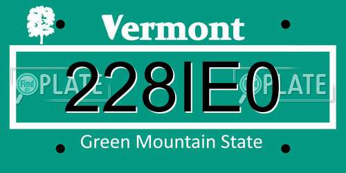 228IE0 Vermont License Plate