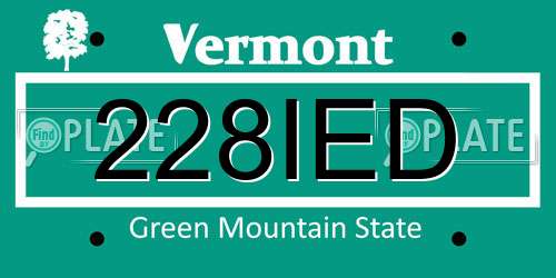 228IED Vermont License Plate