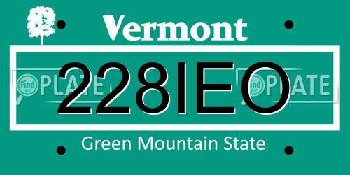 228IEO Vermont License Plate