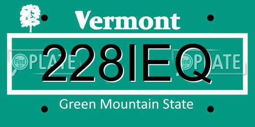 228IEQ Vermont License Plate