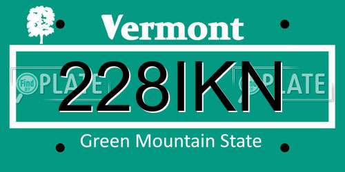 228IKN Vermont License Plate