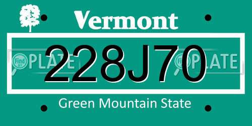 228J70 Vermont License Plate
