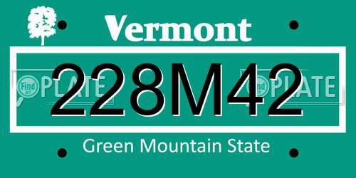 228M42 Vermont License Plate