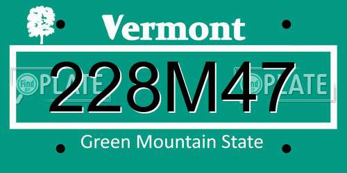 228M47 Vermont License Plate