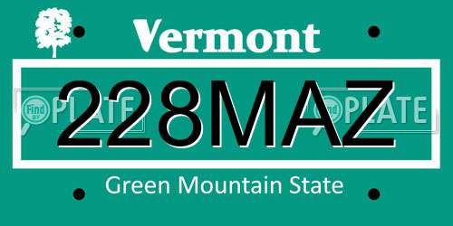 228MAZ Vermont License Plate