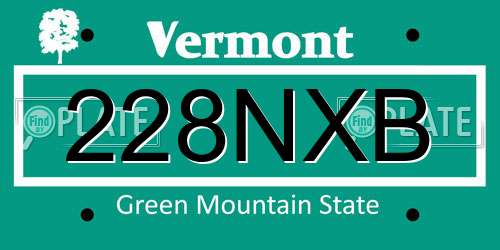 228NXB Vermont License Plate