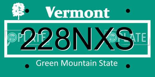 228NXS Vermont License Plate
