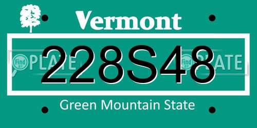 228S48 Vermont License Plate