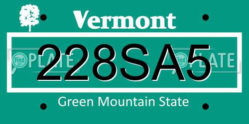 228SA5 Vermont License Plate