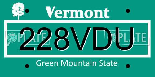 228VDU Vermont License Plate