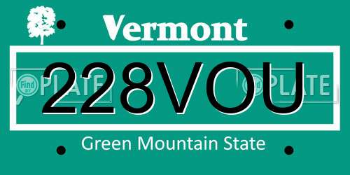 228VOU Vermont License Plate