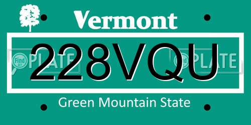 228VQU Vermont License Plate