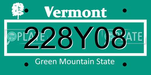 228Y08 Vermont License Plate