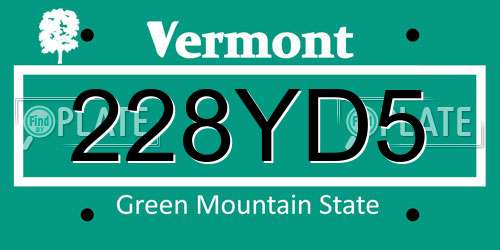 228YD5 Vermont License Plate