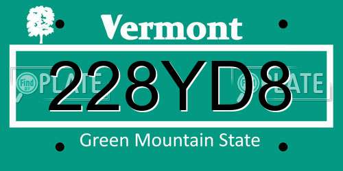 228YD8 Vermont License Plate